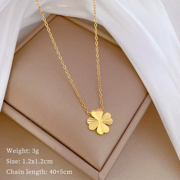 Titanium Steel Cold Necklace With Geometric Pattern Cartoon And Plant Flowers Style Electroplating Treatment Unisex