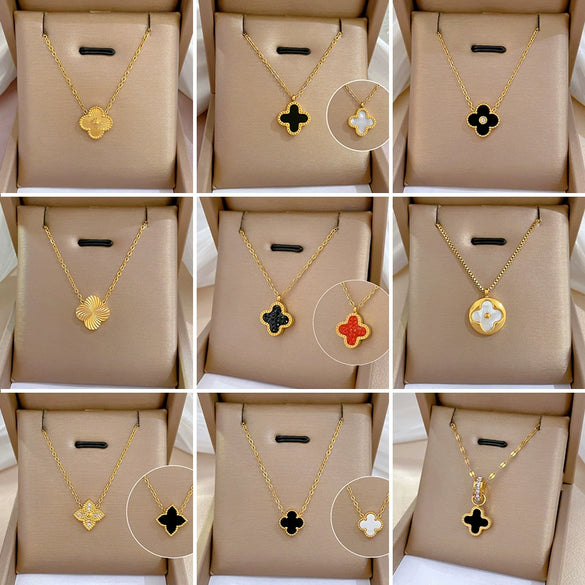 Titanium Steel Cold Necklace With Geometric Pattern Cartoon And Plant Flowers Style Electroplating Treatment Unisex