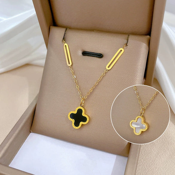 Titanium Steel Cold Necklace With Geometric Pattern Cartoon And Plant Flowers Style Electroplating Treatment Unisex