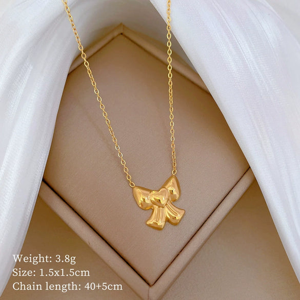 Titanium Steel Cold Necklace With Geometric Pattern Cartoon And Plant Flowers Style Electroplating Treatment Unisex