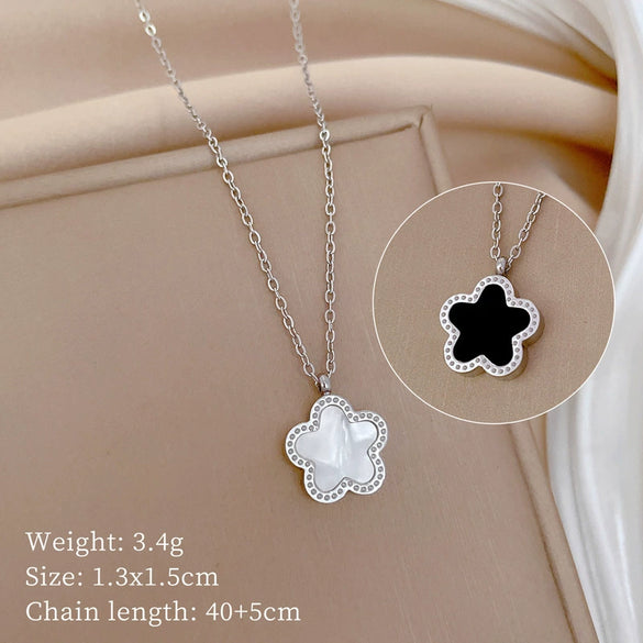 Titanium Steel Cold Necklace With Geometric Pattern Cartoon And Plant Flowers Style Electroplating Treatment Unisex