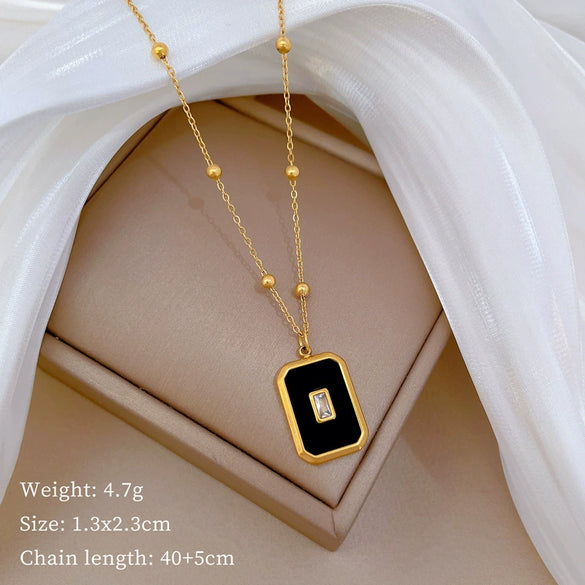 Titanium Steel Cold Necklace With Geometric Pattern Cartoon And Plant Flowers Style Electroplating Treatment Unisex