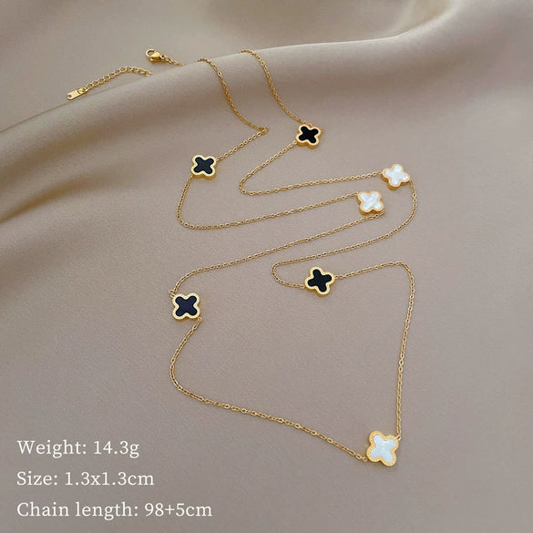 Titanium Steel Cold Necklace With Geometric Pattern Cartoon And Plant Flowers Style Electroplating Treatment Unisex