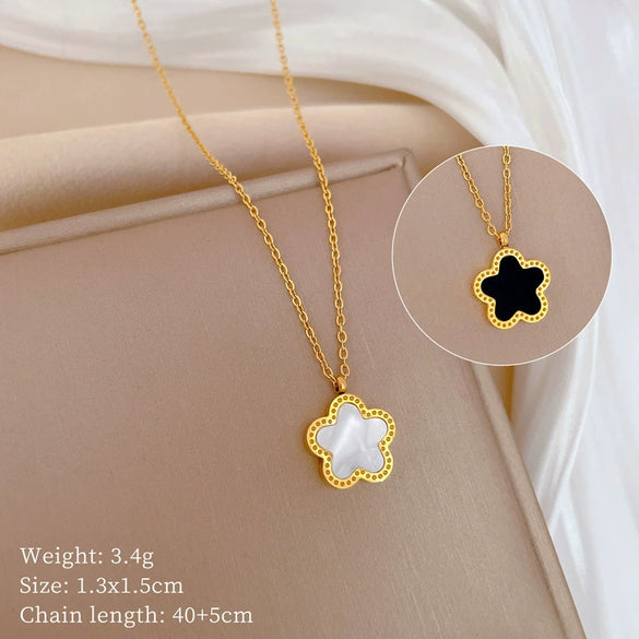Titanium Steel Cold Necklace With Geometric Pattern Cartoon And Plant Flowers Style Electroplating Treatment Unisex