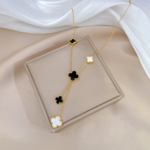 Titanium Steel Cold Necklace With Geometric Pattern Cartoon And Plant Flowers Style Electroplating Treatment Unisex