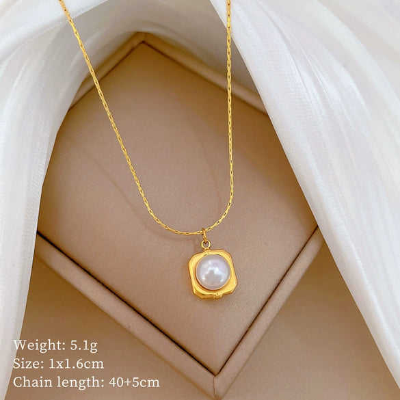 Titanium Steel Cold Necklace With Geometric Pattern Cartoon And Plant Flowers Style Electroplating Treatment Unisex