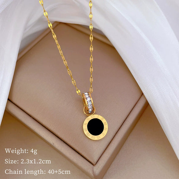 Titanium Steel Cold Necklace With Geometric Pattern Cartoon And Plant Flowers Style Electroplating Treatment Unisex