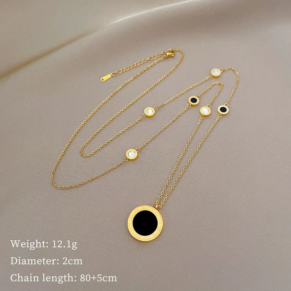 Titanium Steel Cold Necklace With Geometric Pattern Cartoon And Plant Flowers Style Electroplating Treatment Unisex