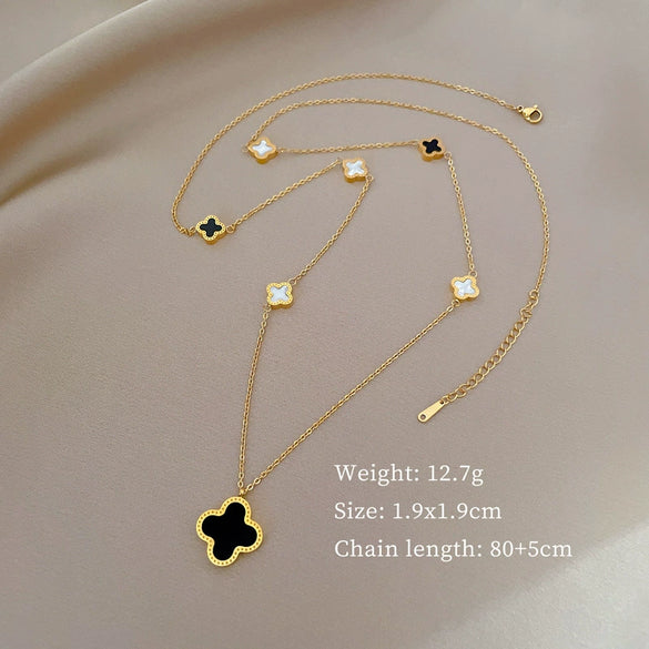 Titanium Steel Cold Necklace With Geometric Pattern Cartoon And Plant Flowers Style Electroplating Treatment Unisex