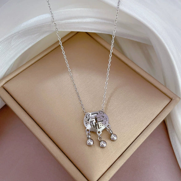 Titanium Steel Cold Necklace With Geometric Pattern Cartoon And Plant Flowers Style Electroplating Treatment Unisex