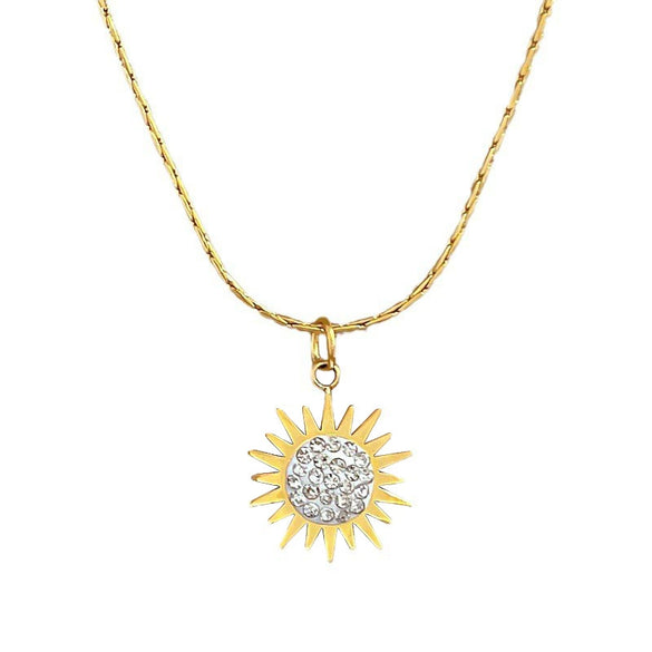 Titanium Steel Cold Necklace With Sunflower Pattern And Electroplating For Female Cartoon Style