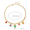 Titanium Steel Colorful Round Pendant Necklace With Eightpointed Star Retro Style Electroplated For Women