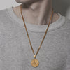 Titanium Steel Compass Pendant Necklace Punk Hiphop Style Geometric Handmade