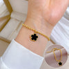 Titanium Steel Constellation Five Leaf Clover Round Bead Gold Inlaid Bracelet For Women