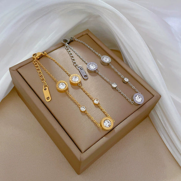 Titanium Steel Constellation Gold Inlaid Chain Bracelet For Women