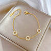 Titanium Steel Constellation Gold Inlaid Ring And Chain Bracelet For Women