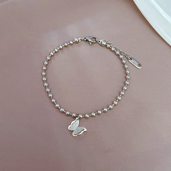 Titanium Steel Constellation Gold Inlaid Round Bead Bracelet For Women