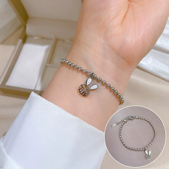 Titanium Steel Constellation Gold Inlaid Round Bead Bracelet For Women