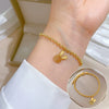 Titanium Steel Constellation Gold Inlaid Round Bead Bracelet For Women