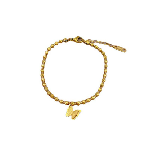 Titanium Steel Constellation Gold Inlaid Round Bead Bracelet For Women