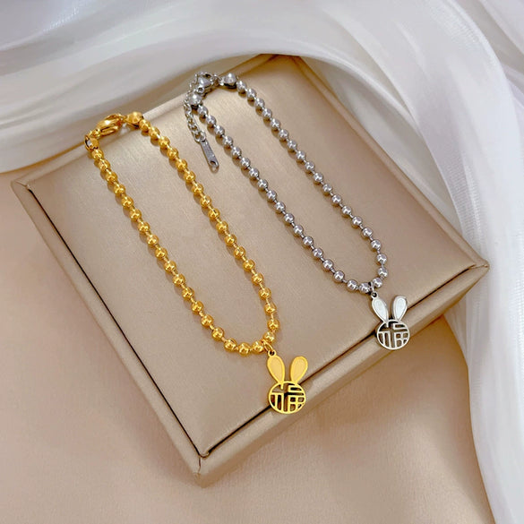 Titanium Steel Constellation Gold Inlaid Round Bead Bracelet For Women