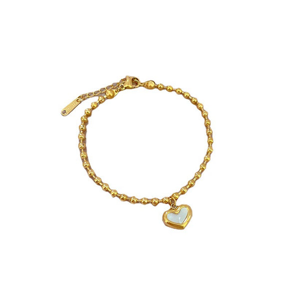 Titanium Steel Constellation Gold Inlaid Round Bead Bracelet For Women