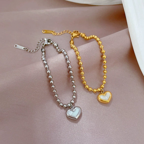 Titanium Steel Constellation Gold Inlaid Round Bead Bracelet For Women