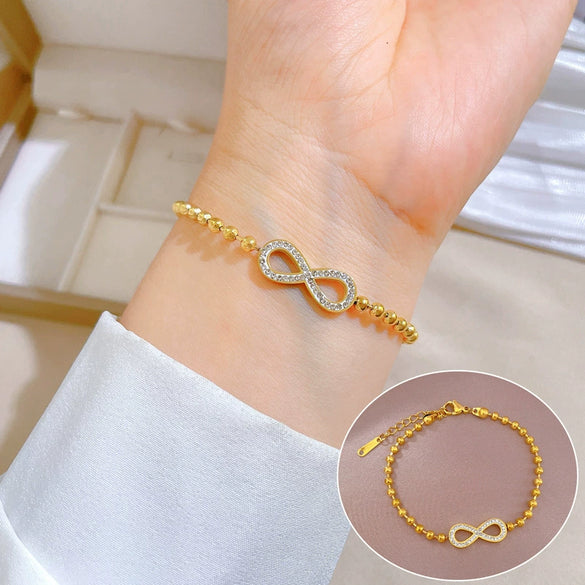 Titanium Steel Constellation Gold Inlaid Round Beads Bracelet For Women