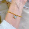 Titanium Steel Constellation Gold Inlaid Round Beads Chain Bracelet For Women