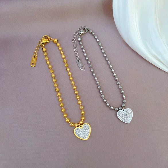 Titanium Steel Constellation Gold Inlaid Round Beads Chain Bracelet For Women