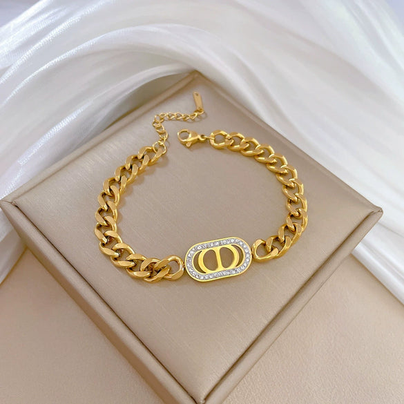 Titanium Steel Constellation Gold Inlaid Women's Minimalism Chain Bracelet