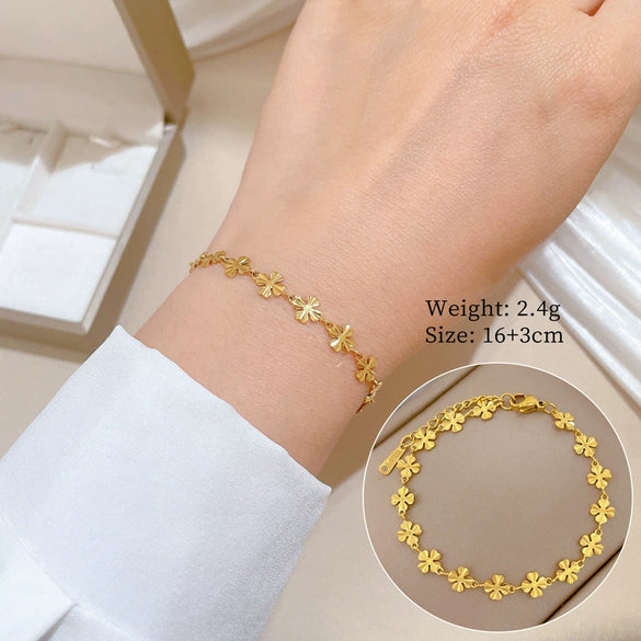 Titanium Steel Constellation Inlaid With Gold Chain Bracelet For Women