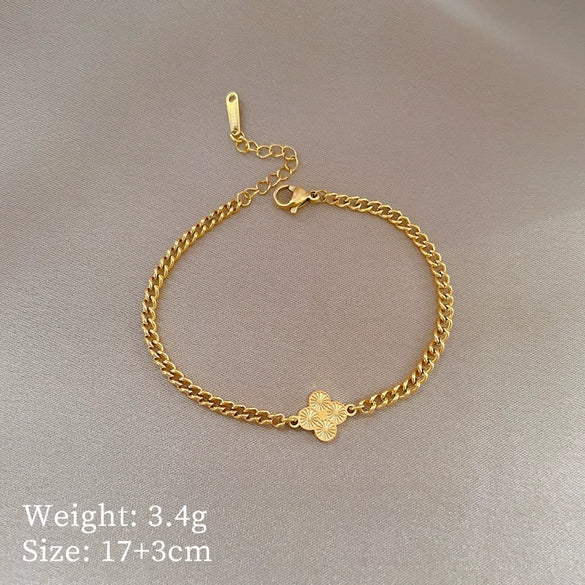 Titanium Steel Constellation Pattern Gold Inlaid Chain Bracelet For Women