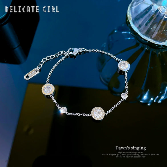 Titanium Steel Constellation Pattern Gold Inlaid Women's Fashion Bracelet