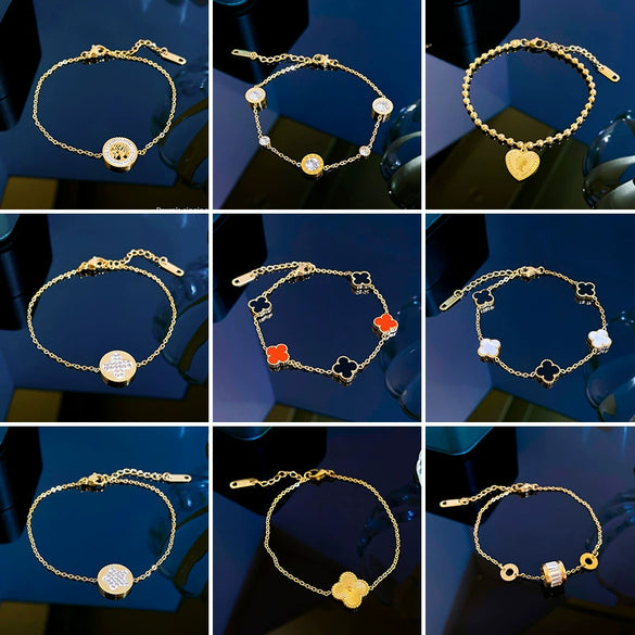 Titanium Steel Constellation Pattern Gold Inlaid Women's Fashion Bracelet
