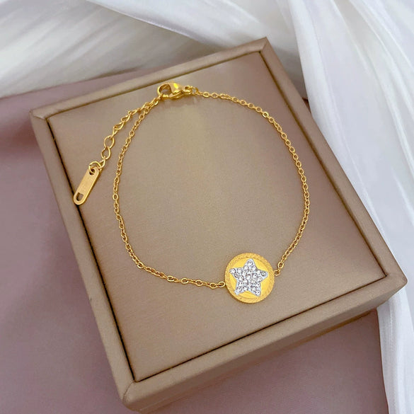 Titanium Steel Constellation Pattern Gold Inlaid Women's Fashion Bracelet