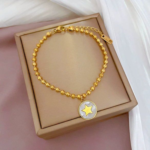 Titanium Steel Constellation Pattern Gold Inlaid Women's Fashion Bracelet