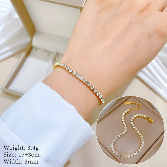 Titanium Steel Constellation Pattern Zircon Inlaid Gold Bracelet For Women And Unisex