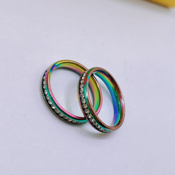 Titanium Steel Constellation Ring With Diamond Set Star Design Light Luxury Stainless Steel Jewelry For Women And Couples