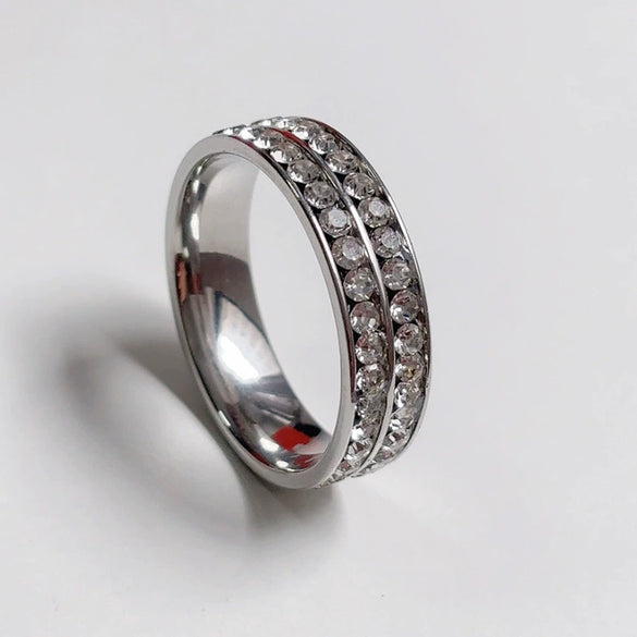 Titanium Steel Constellation Ring With Diamond Set Star Design Light Luxury Stainless Steel Jewelry For Women And Couples