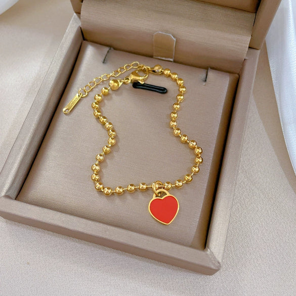 Titanium Steel Constellation Round Bead Bracelet For Women Gold Inlaid