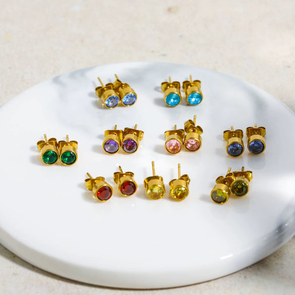 Titanium Steel Constellation Zircon Earrings