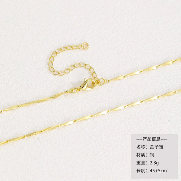 Titanium Steel Copper Cuban Link Chain Curb Chain Cable Chain Box Chain 45-50cm Necklace Chain