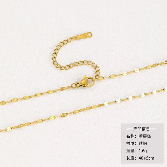 Titanium Steel Copper Cuban Link Chain Curb Chain Cable Chain Box Chain 45-50cm Necklace Chain