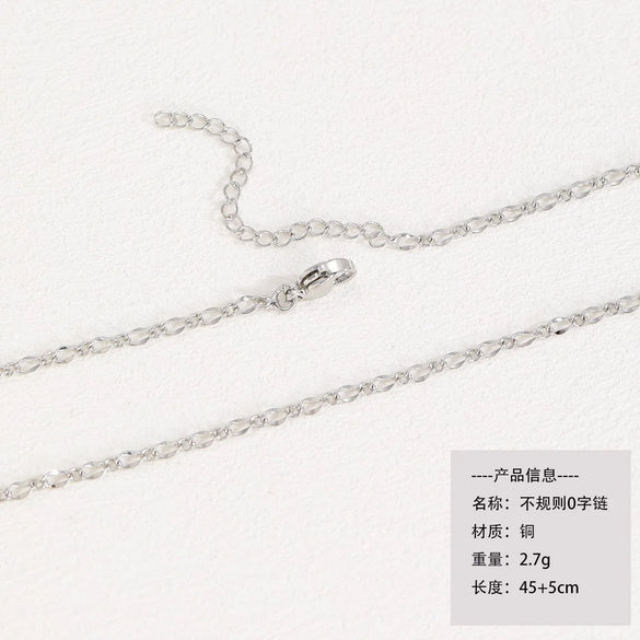 Titanium Steel Copper Cuban Link Chain Curb Chain Cable Chain Box Chain 45-50cm Necklace Chain