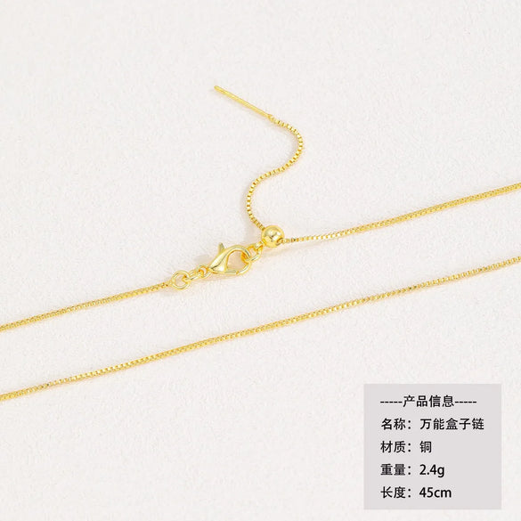 Titanium Steel Copper Cuban Link Chain Curb Chain Cable Chain Box Chain 45-50cm Necklace Chain