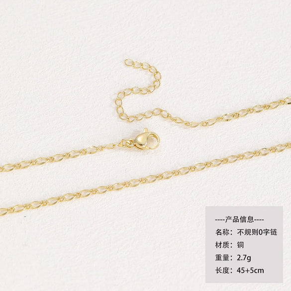 Titanium Steel Copper Cuban Link Chain Curb Chain Cable Chain Box Chain 45-50cm Necklace Chain