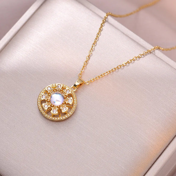 Titanium Steel Copper Elegant Flower Jewelry Set