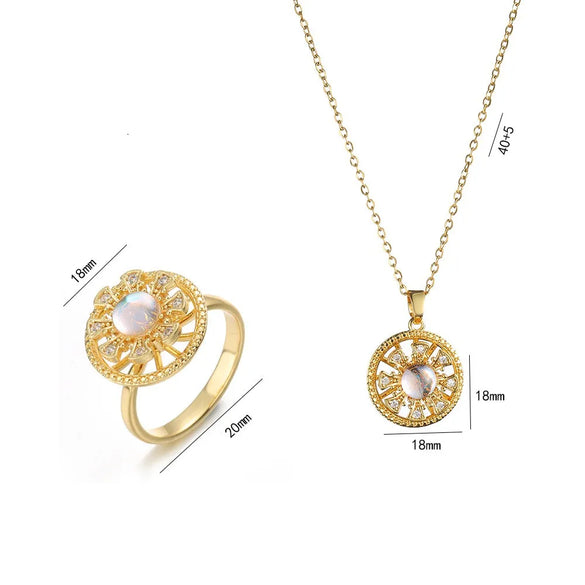 Titanium Steel Copper Elegant Flower Jewelry Set