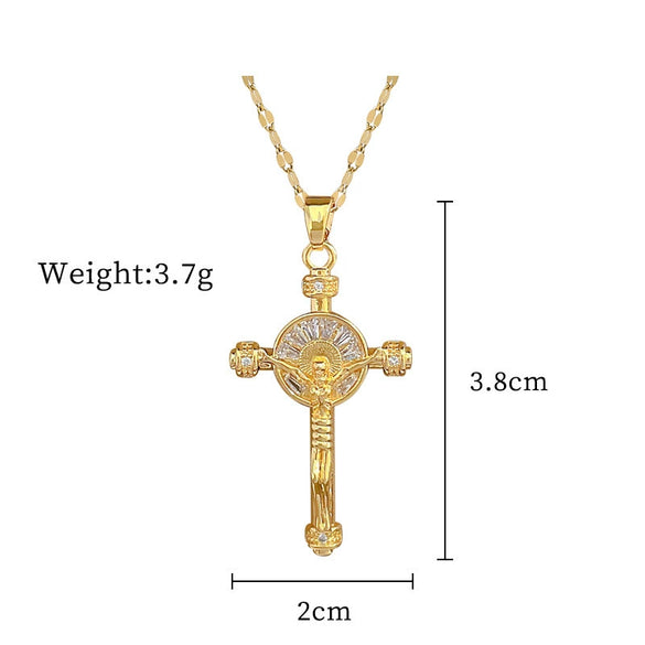 Titanium Steel Copper Geometric Microinlaid Diamond Necklace Unisex